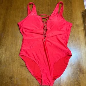 Rue Bleu by Rue 21 Red crosstie front one piece swimwear swim suit size XL